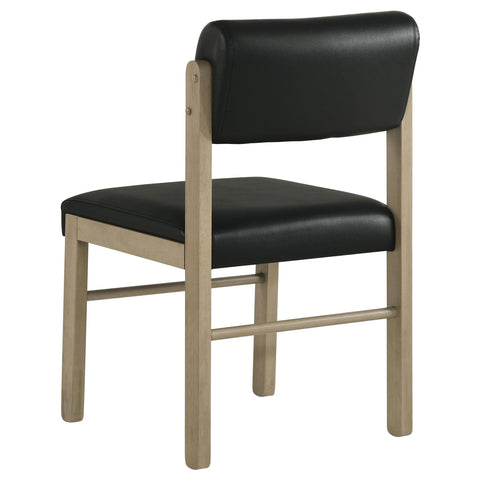 Graham Upholstered Dining Side Chair Black and Natural Oak (Set of 2)