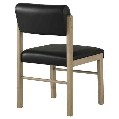 Graham Upholstered Dining Side Chair Black and Natural Oak (Set of 2)