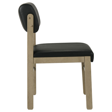 Graham Upholstered Dining Side Chair Black and Natural Oak (Set of 2)