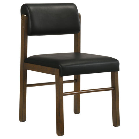 Graham Upholstered Dining Side Chair Black and Walnut (Set of 2)
