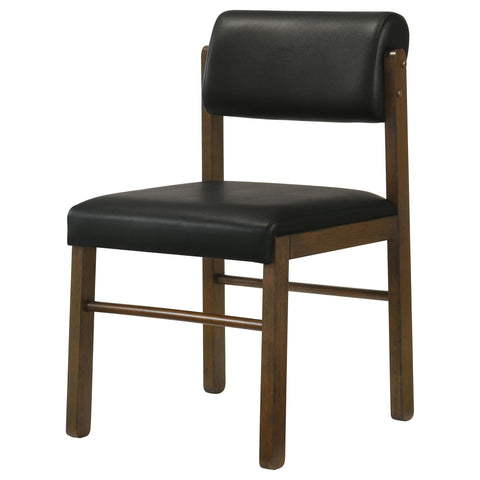 Graham Upholstered Dining Side Chair Black and Walnut (Set of 2)