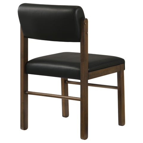 Graham Upholstered Dining Side Chair Black and Walnut (Set of 2)