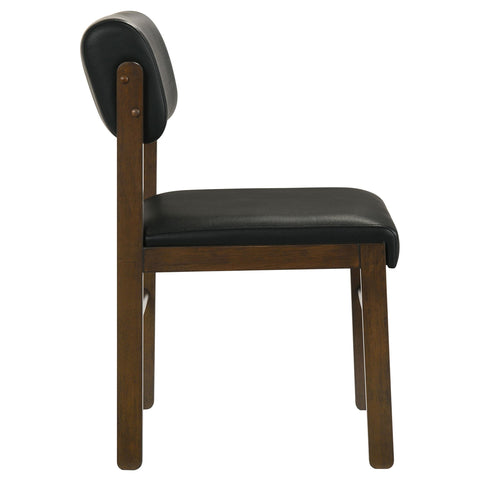 Graham Upholstered Dining Side Chair Black and Walnut (Set of 2)