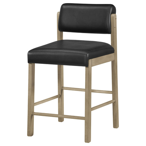 Graham Upholstered Counter Height Chair Black and Natural Oak (Set of 2)