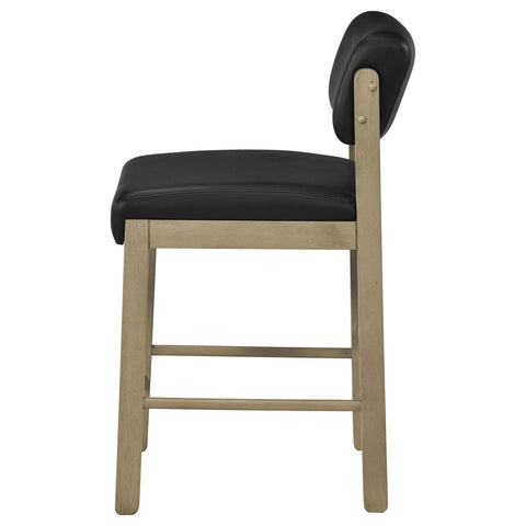 Graham Upholstered Counter Height Chair Black and Natural Oak (Set of 2)