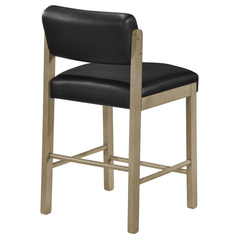 Graham Upholstered Counter Height Chair Black and Natural Oak (Set of 2)