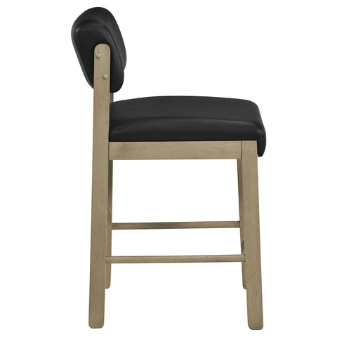 Graham Upholstered Counter Height Chair Black and Natural Oak (Set of 2)