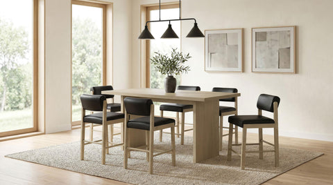 Graham Upholstered Counter Height Chair Black and Natural Oak (Set of 2)