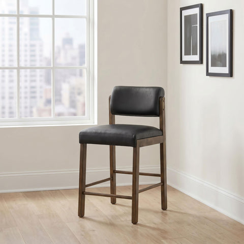 Graham Upholstered Counter Height Chair Black and Walnut (Set of 2)