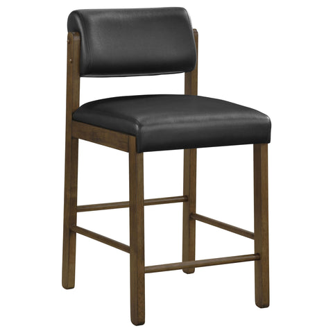 Graham Upholstered Counter Height Chair Black and Walnut (Set of 2)