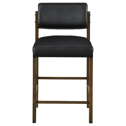 Graham Upholstered Counter Height Chair Black and Walnut (Set of 2)
