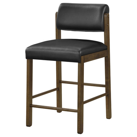 Graham Upholstered Counter Height Chair Black and Walnut (Set of 2)