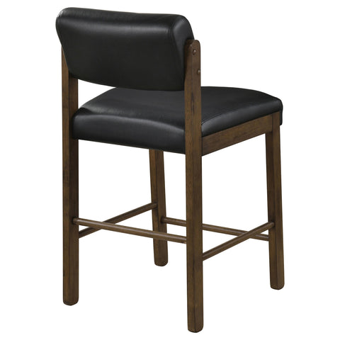 Graham Upholstered Counter Height Chair Black and Walnut (Set of 2)