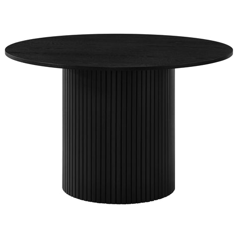 Dobrev 5-piece Round Wood Dining Set Black