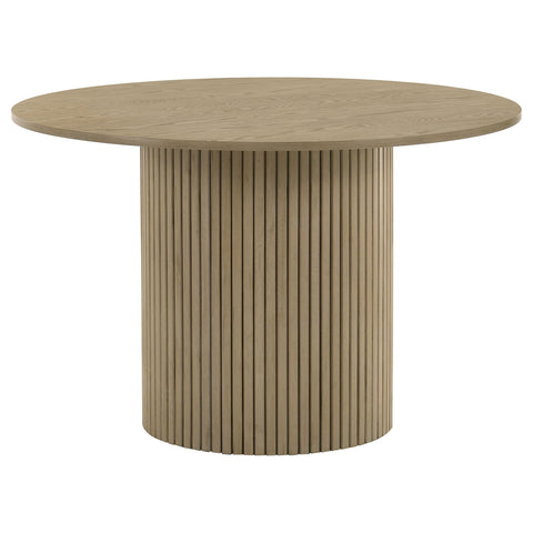 Dobrev 5-piece Round Wood Dining Set Wheat and Natural Oak