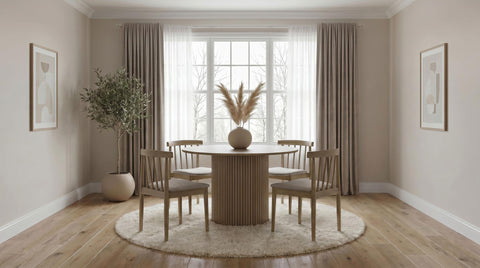 Dobrev 47-inch Round Wood Dining Room Table Natural Oak