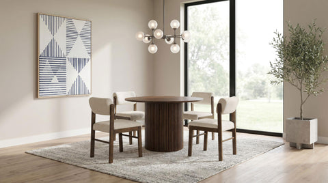 Dobrev 47-inch Round Wood Dining Room Table Walnut
