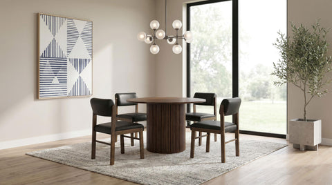 Dobrev 47-inch Round Wood Dining Room Table Walnut