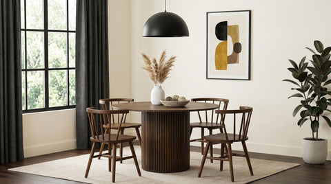 Dobrev 47-inch Round Wood Dining Room Table Walnut