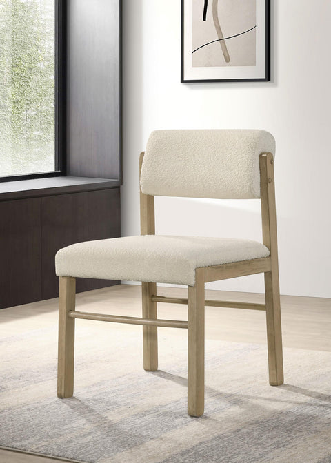 Graham Upholstered Dining Side Chair Cream and Natural Oak (Set of 2)