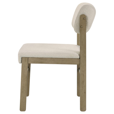 Graham Upholstered Dining Side Chair Cream and Natural Oak (Set of 2)