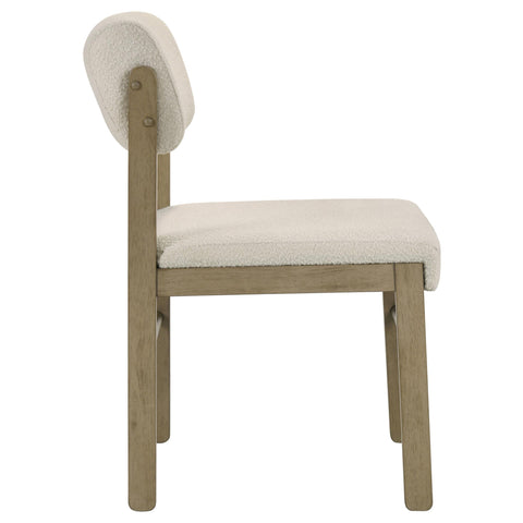 Graham Upholstered Dining Side Chair Cream and Natural Oak (Set of 2)