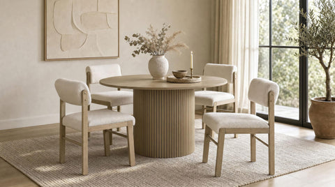 Graham Upholstered Dining Side Chair Cream and Natural Oak (Set of 2)