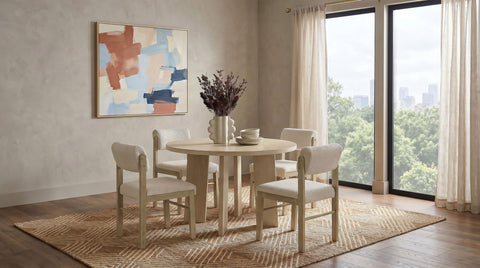 Graham Upholstered Dining Side Chair Cream and Natural Oak (Set of 2)