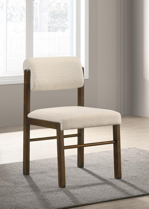 Graham Upholstered Dining Side Chair Cream and Walnut (Set of 2)