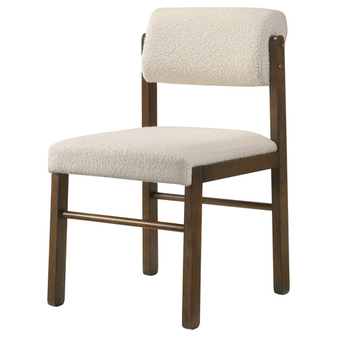 Graham Upholstered Dining Side Chair Cream and Walnut (Set of 2)