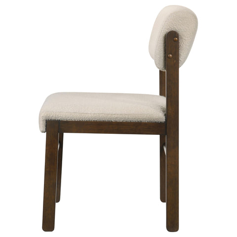 Graham Upholstered Dining Side Chair Cream and Walnut (Set of 2)