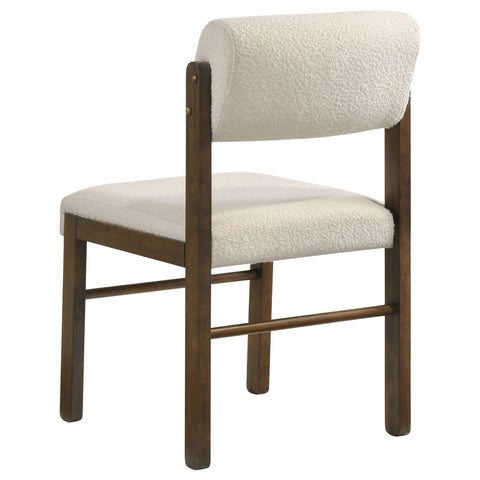 Graham Upholstered Dining Side Chair Cream and Walnut (Set of 2)