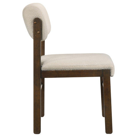 Graham Upholstered Dining Side Chair Cream and Walnut (Set of 2)