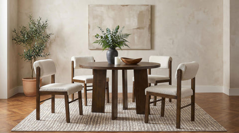 Graham Upholstered Dining Side Chair Cream and Walnut (Set of 2)