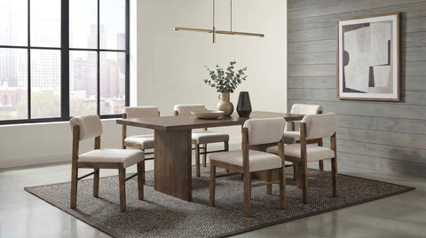 Graham Upholstered Dining Side Chair Cream and Walnut (Set of 2)