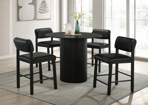 Dobrev 43-inch Round Wood Counter Height Dining Table Black