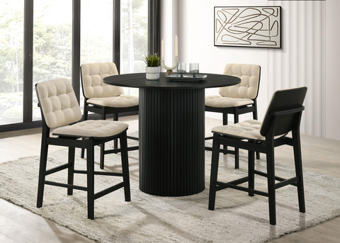 Dobrev 43-inch Round Wood Counter Height Dining Table Black