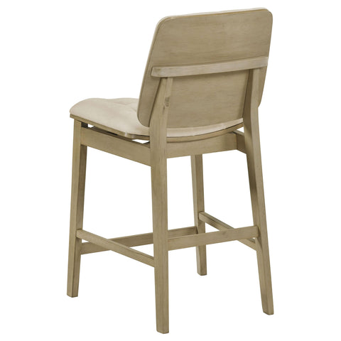 Dobrev 5-piece Round Wood Counter Height Dining Set Cream and Natural Oak