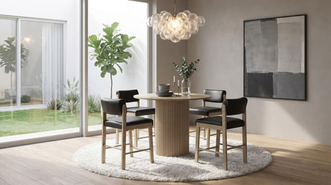 Dobrev 43-inch Round Wood Counter Height Dining Table Natural Oak