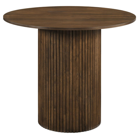 Dobrev 5-piece Round Wood Counter Height Dining Set Black and Walnut