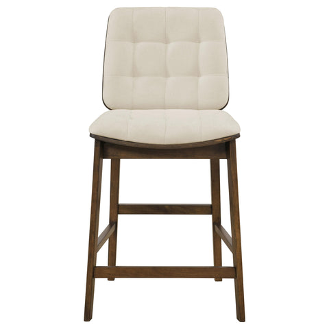 Dobrev 5-piece Round Wood Counter Height Dining Set Cream and Walnut