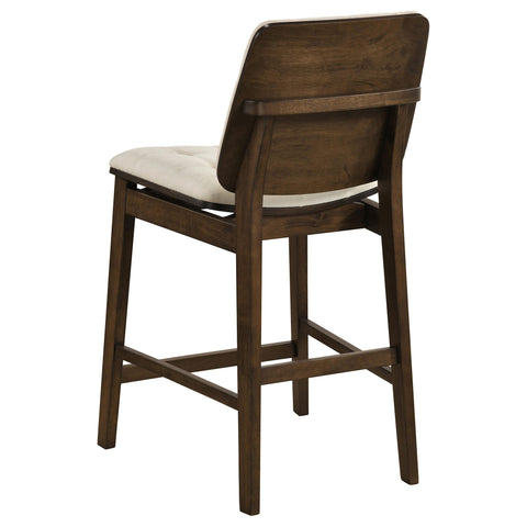 Dobrev 5-piece Round Wood Counter Height Dining Set Cream and Walnut