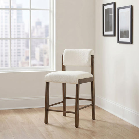 Graham Upholstered Counter Height Chair Cream and Walnut (Set of 2)