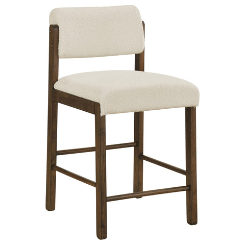 Graham Upholstered Counter Height Chair Cream and Walnut (Set of 2)