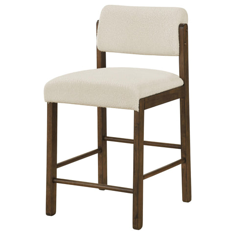 Graham Upholstered Counter Height Chair Cream and Walnut (Set of 2)