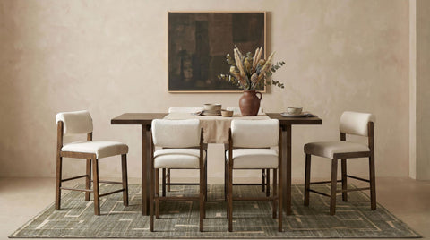 Graham Upholstered Counter Height Chair Cream and Walnut (Set of 2)