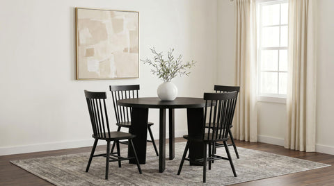 Harkes 47-inch Round Wood Dining Room Table Black