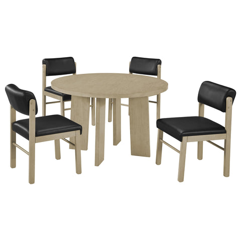 Harkes 5-piece Dining Set Black and Natural Oak