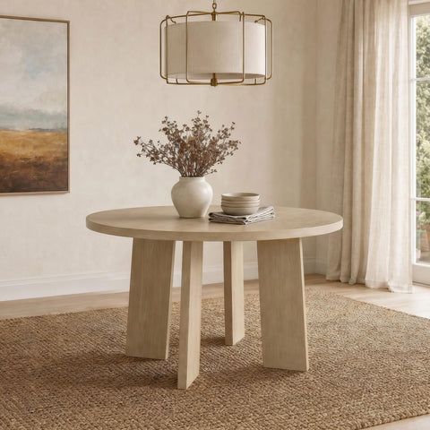 Harkes 47-inch Round Wood Dining Room Table Natural Oak