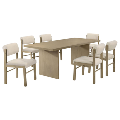 Hogan 7-piece 82-inch Rectangular Dining Set Cream and Natural Oak